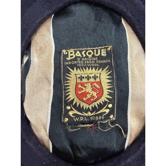 Vintage Basque Beret Black 100% Wool Made In France - Picture 5 of 8